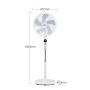 Weißer Midea Standventilator FS40-16CR mit LED-Display und 5 Rotorblättern.