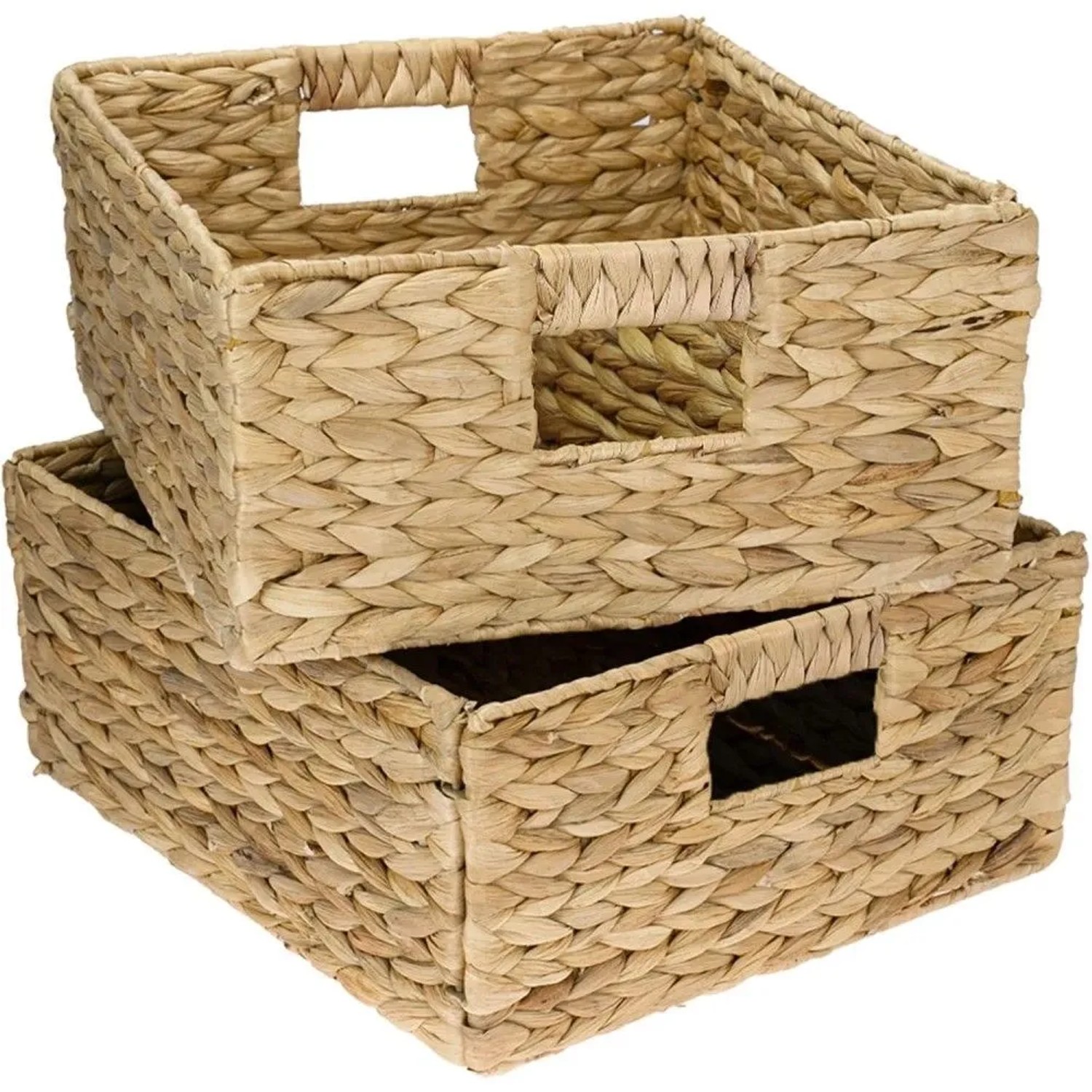 HMF 37243-S2 Aufbewahrungskorb Korb Geflochten Wasserhyazinthe Seegras Kallax Halbes Fach 30x34x15cm