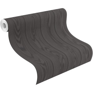 Rasch Vliestapete Factory V Holz in Schwarz-Anthrazit, Rollenansicht.