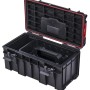 Offener, schwarzer PROREGAL QBRICK Werkzeugkasten Pro, 26x45x24 cm, mit Deckel und Tragegriff.