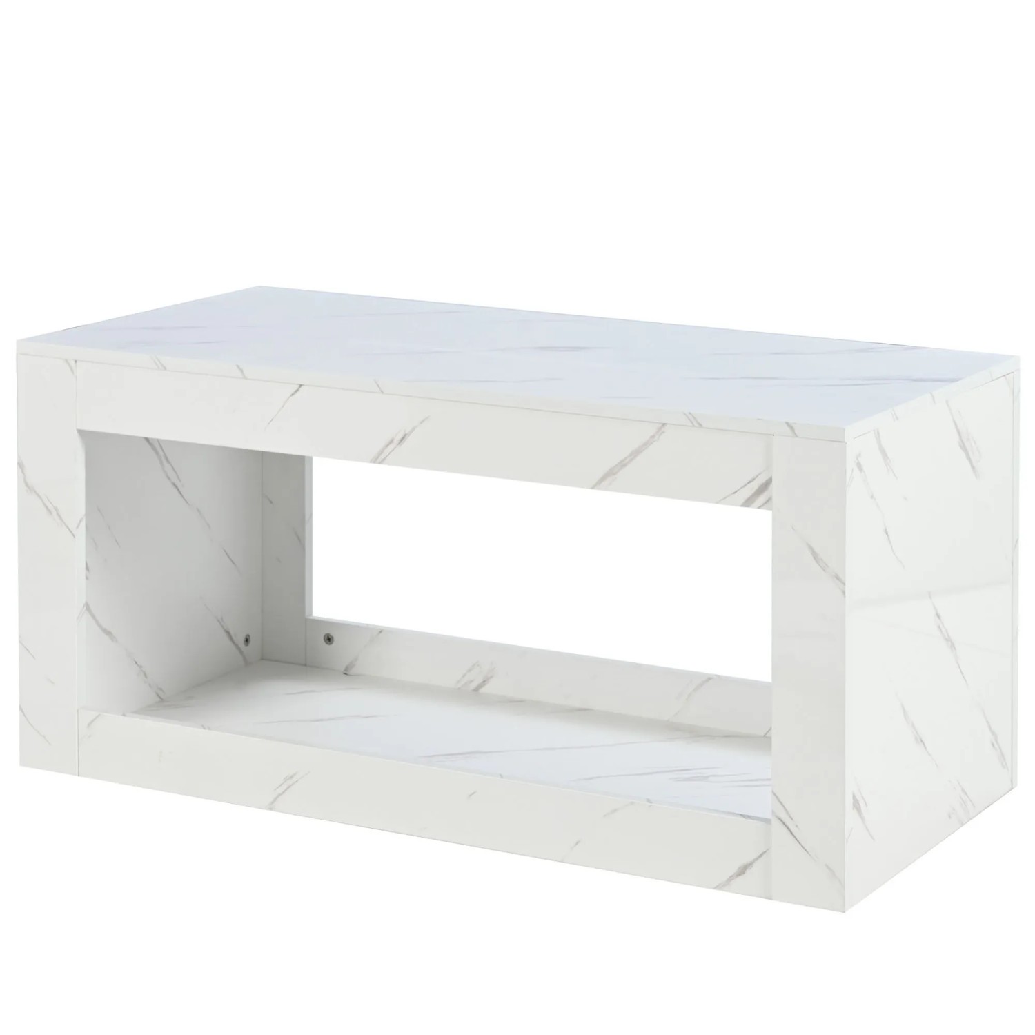 okwish Couchtisch mit LED Beleuchtung Fernbedienung Wohnzimmer 100x50x50cm Weiß