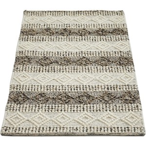 Luxor Living Teppich Alo, 70x140 cm, grau-braun, Wollteppich mit dezentem Muster.