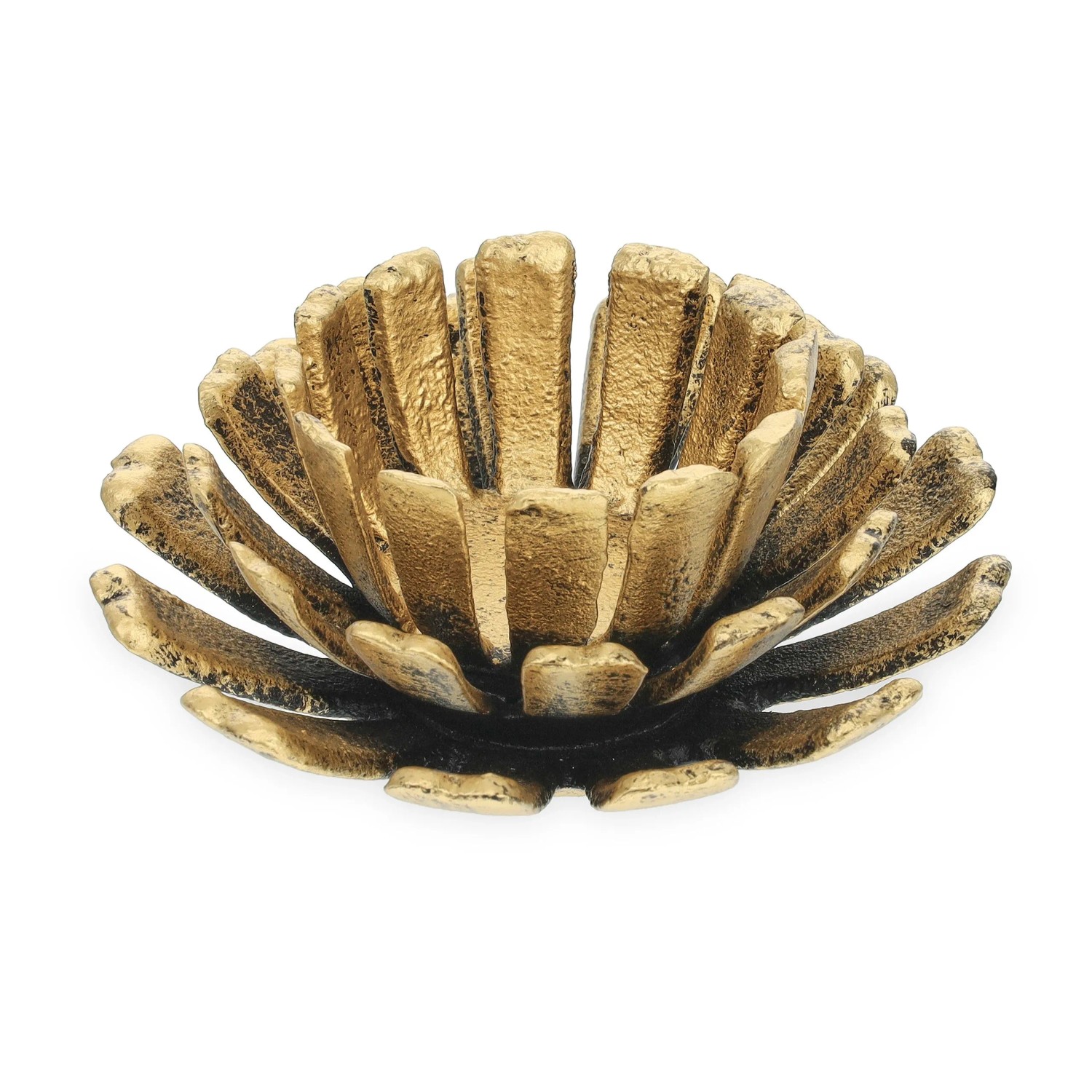 Relaxdays Teelichthalter Gusseisen Gold 2er Set 6 cm x 13,5 cm 0,6 kg