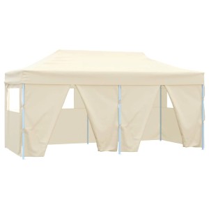 Faltbares Partyzelt, 3x6m, creme, mit Seitenwänden und Stahlrahmen. Ideal für Outdoor-Events.