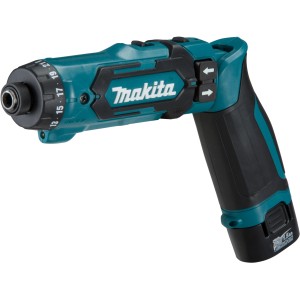 Makita Akkuschrauber DF012DSE mit Akku und Koffer, blau/schwarz.
