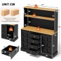 Merax Sideboard 150x120 cm LED Steckdose Weinregal 4 Schubladen Bar_5