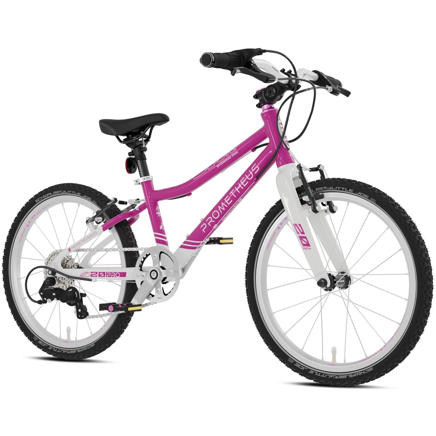 PROMETHEUS BIKES Kinderfahrrad 20 Zoll PRO ab 6 Jahren Ultraleicht 7-Gang Premium Rosa Weiß