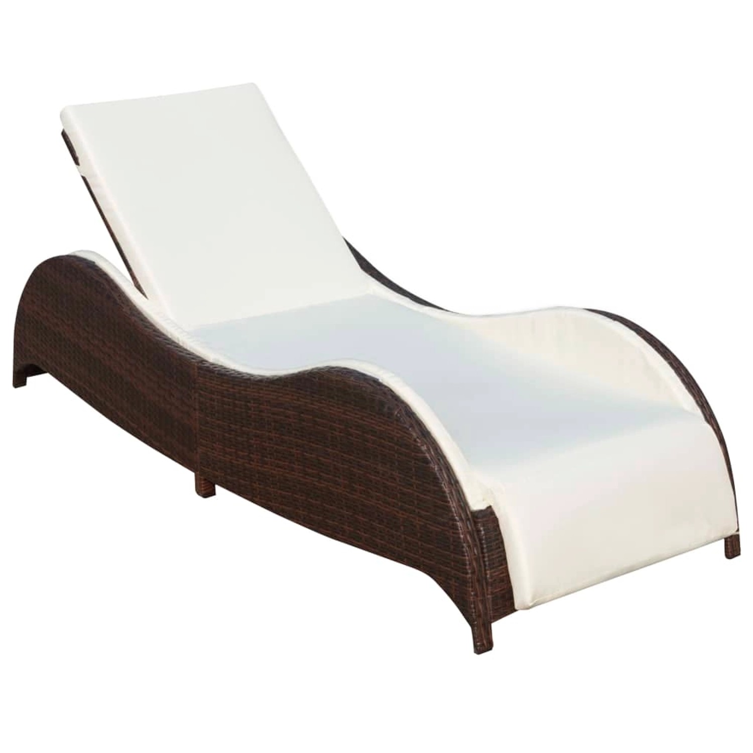 vidaXL Sonnenliege mit Polsterauflage Poly Rattan Braun 200 x 73 x 45 cm