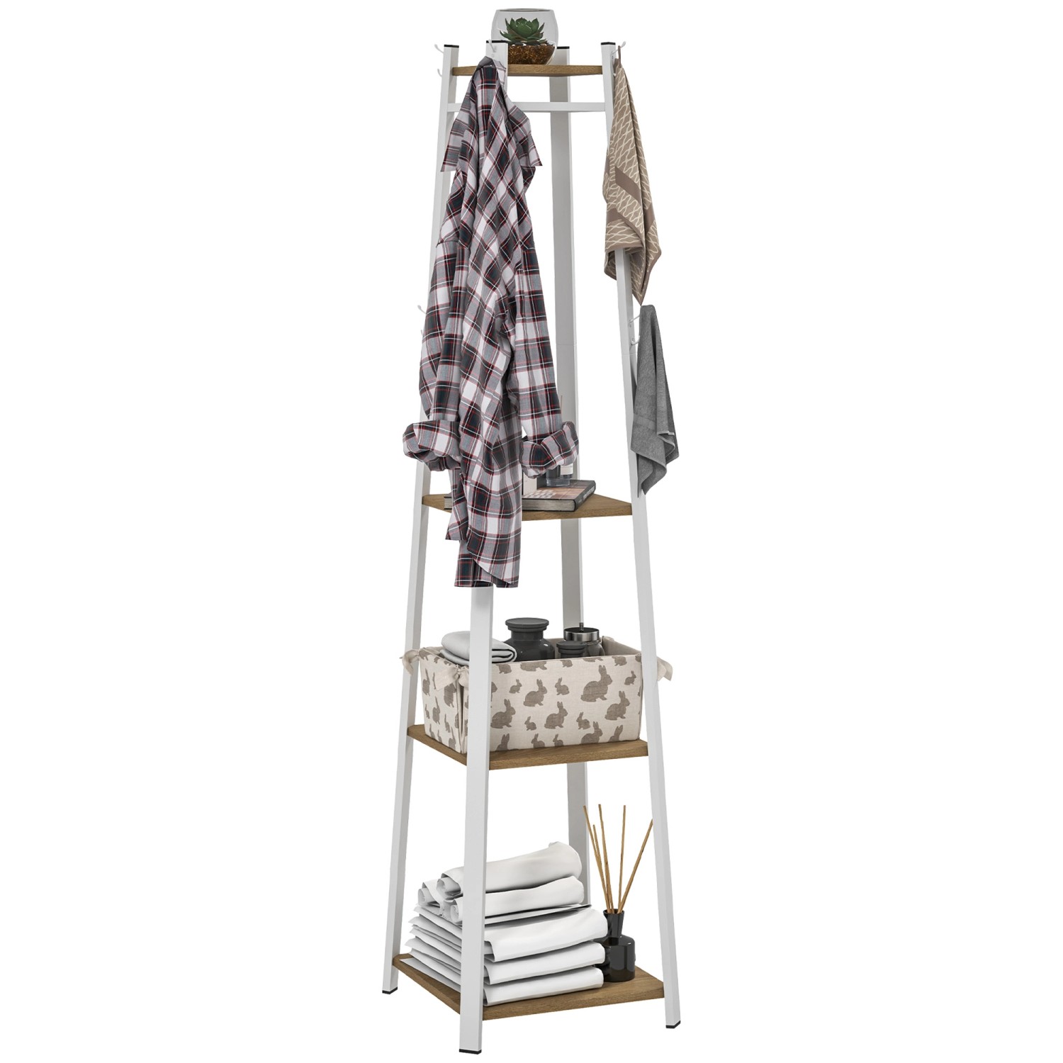 HOMCOM Kleiderständer MDF Stahl 42L x 42B x 170H cm Eiche