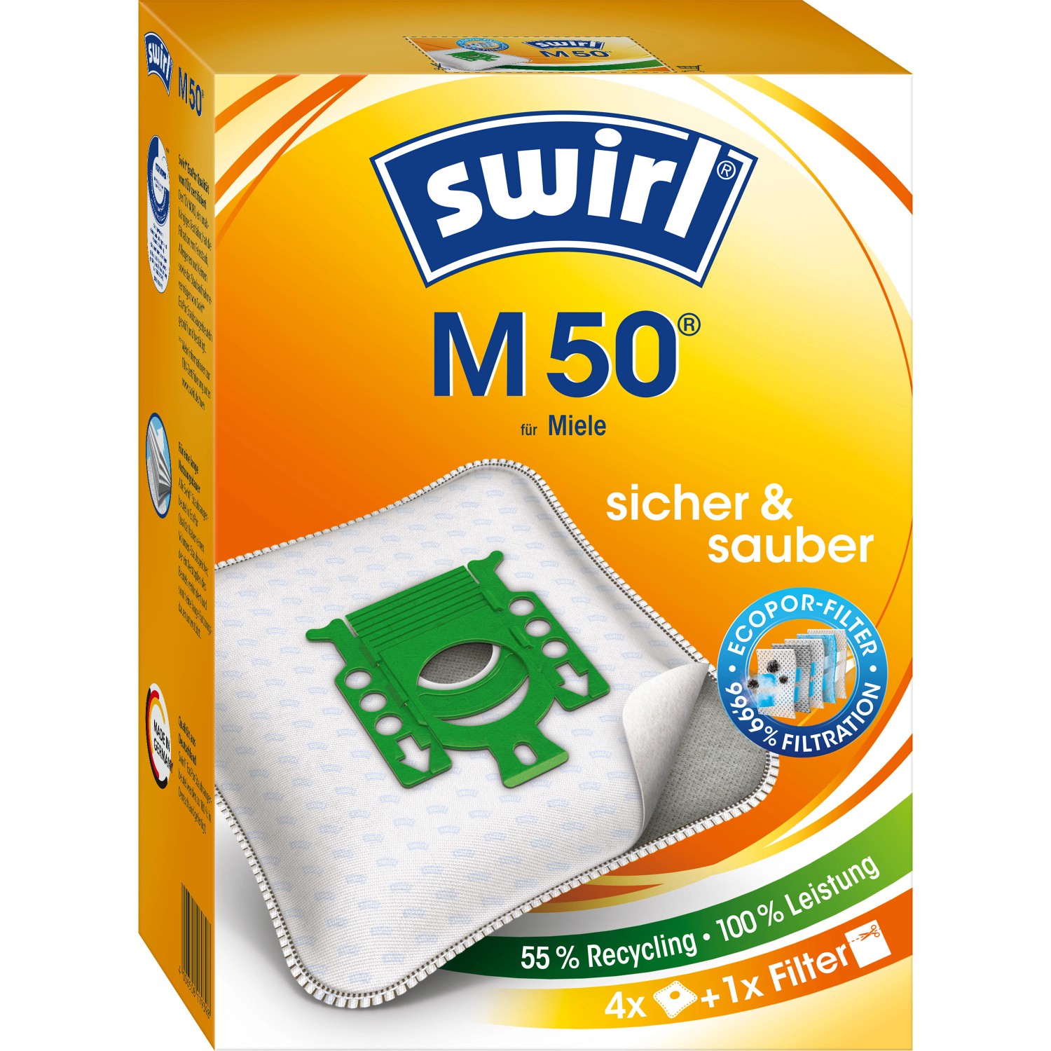 Swirl® Staubsaugerbeutel M 50® EcoPor® 4 St.