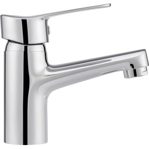 Glänzende Chrom Einhebel-Waschtischarmatur Carsoli für Waschbecken im Bad.