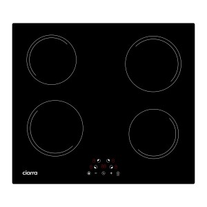 Schwarzes CIARRA Induktionskochfeld VM4BIH-E mit 4 Zonen und Touch-Bedienung.
