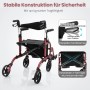 Costway Rollator Faltbar & Leicht Gehhilfe 6-Fach Höhenverstellbar Rot_6