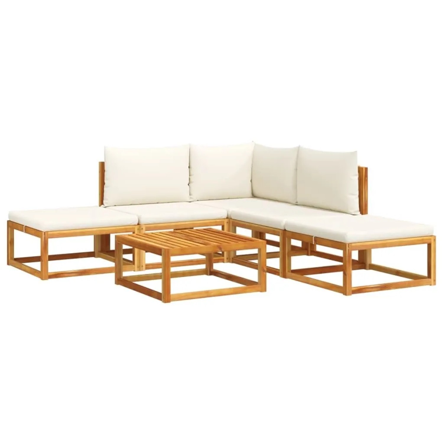 vidaXL 6-Tlg Gartensofa-Set mit Kissen Holz Akazie & Seil 3278846