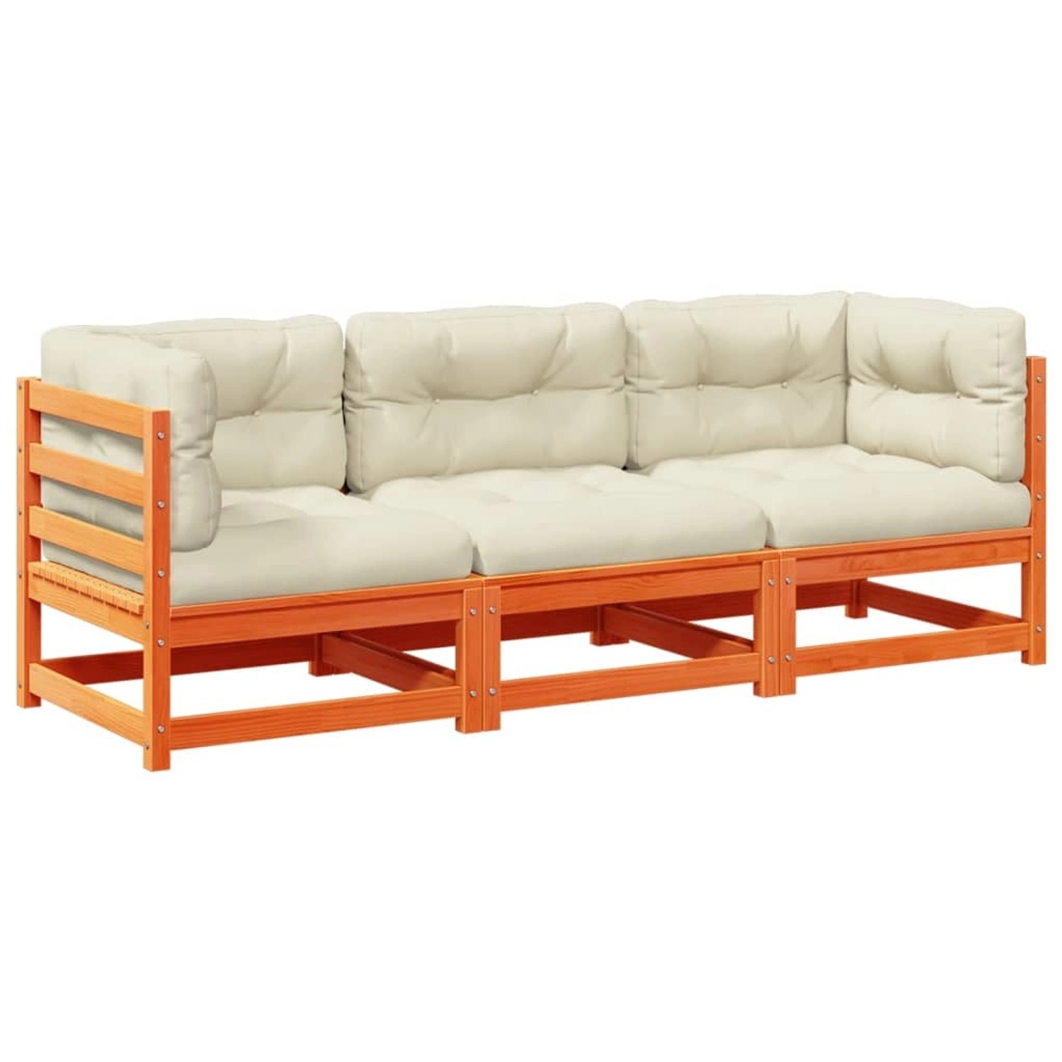 vidaXL 3-Tlg Garten-Sofagarnitur mit Kissen Wachsbraun Kiefernholz 3299269 günstig online kaufen