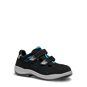 Elten Damen-Sicherheitssandale Impulse Lady Aqua, S1P, Gr. 42, schwarz/türkis, mit Klettverschluss.