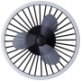 Schwarze LED-Deckenleuchte Capo mit Ventilator, Ø 48cm. Deckenlampe mit drei Rotorblättern.