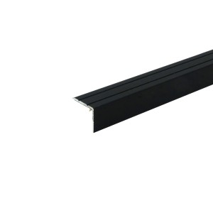 Schwarzes Döllken Treppenwinkelprofil aus Aluminium, 900x25x20 mm, für Laminat und Parkett.