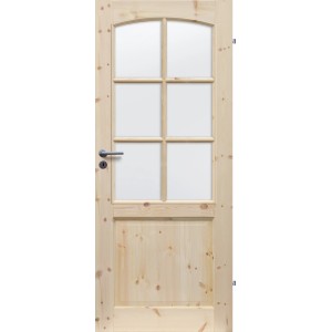 Radex Landhaus Zimmertür Kiefer, links, mit Glaseinsatz (6 Felder).