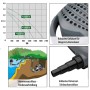 Details der Heissner Aqua Craft Smart 10000 Teichpumpe: Leistungskurve, Gehäuse, Skimmeranschluss und Schlauchanschluss.