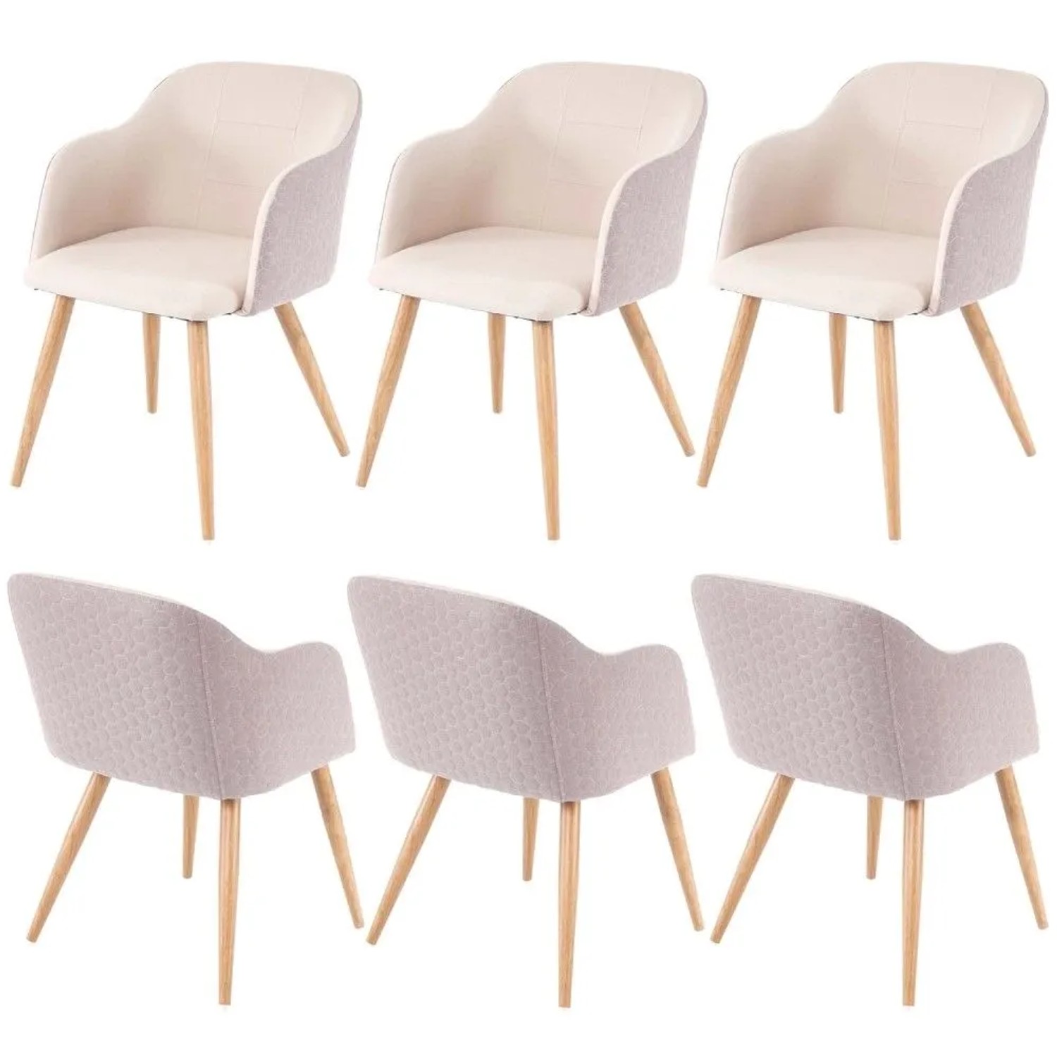 MCW Esszimmerstuhl D71 6er-Set Creme-Beige