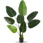 Künstlicher Paradiesvogelbaum (120cm) im Topf, grüne Kunstpflanze für Innenräume.