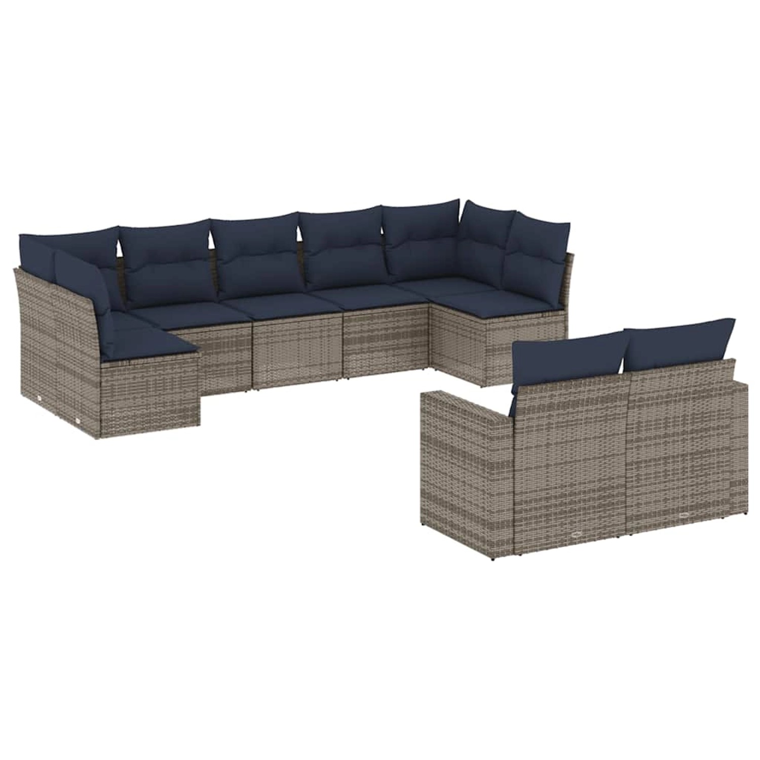 vidaXL 9-Tlg Garten-Sofagarnitur mit Kissen Grau Poly Rattan 3219411 günstig online kaufen