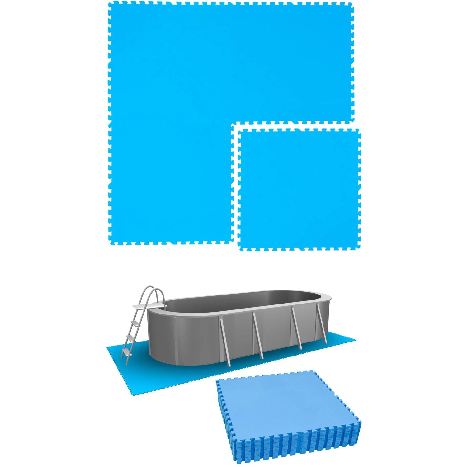 eyepower Poolunterlage 81 x 81 cm 16er Set Blau