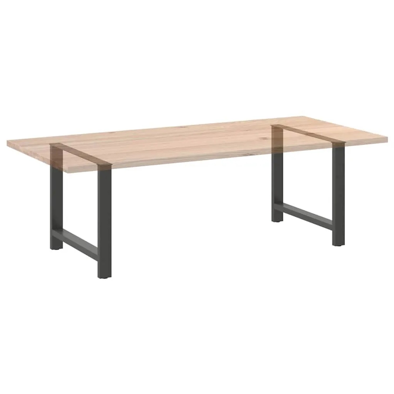 Zwei anthrazitfarbene vidaXL Esstischbeine aus Stahl, 100x72-73 cm, unter einer Tischplatte montiert.