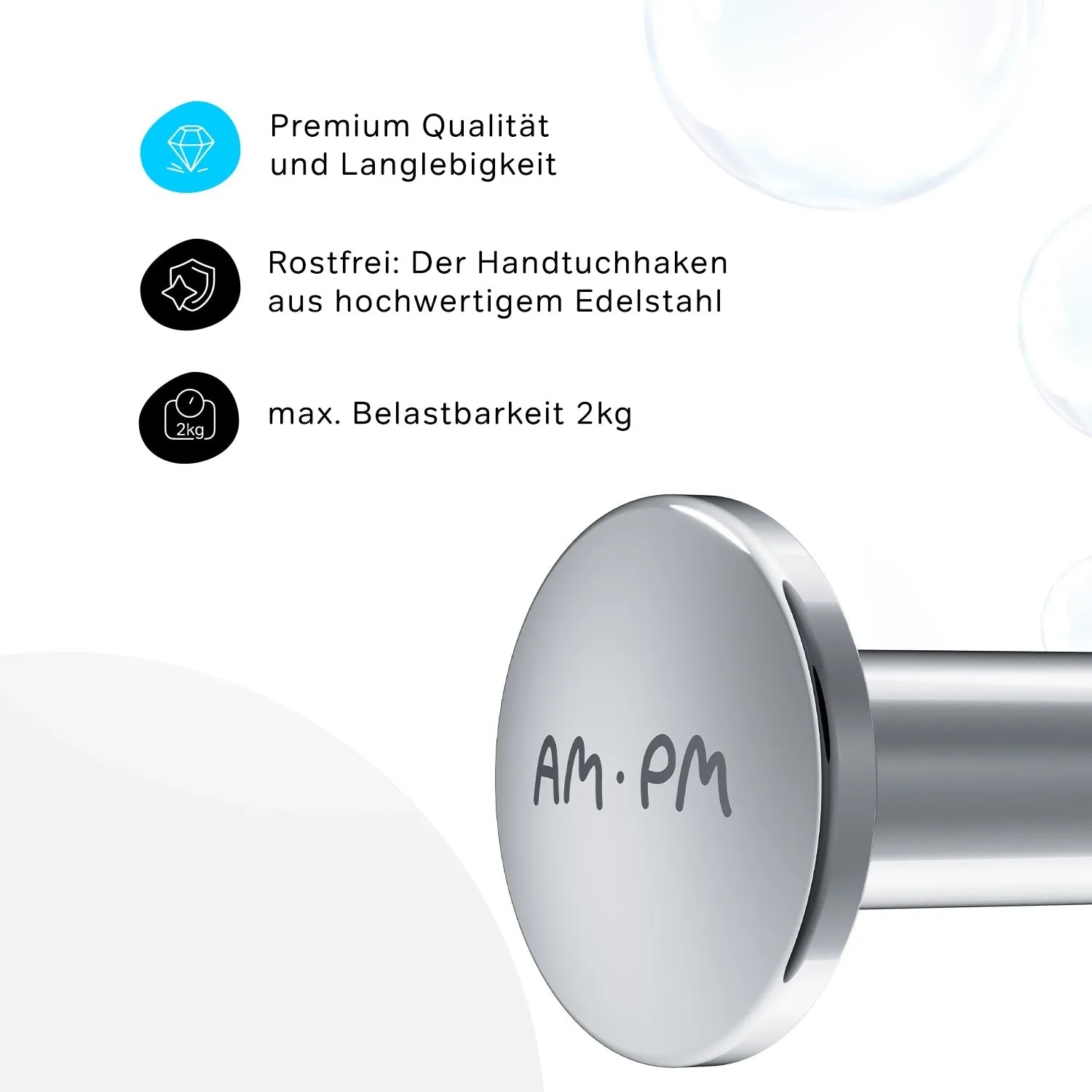 AM.PM Handtuchhaken Inspire V2.0 Chrom aus Edelstahl für mehr Sicherheit im Bad.