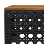 Detailansicht: Schwarze vidaXL Gartenmöbel aus Rattan mit Akazienholz-Tischplatte.