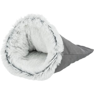 Grau-weißer Trixie Kuschelsack Harvey für Hunde und Katzen, Ø 30 cm × 50 cm.