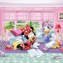 Disney Fototapete mit Minnie Maus und Daisy Duck im rosa Kinderzimmer.