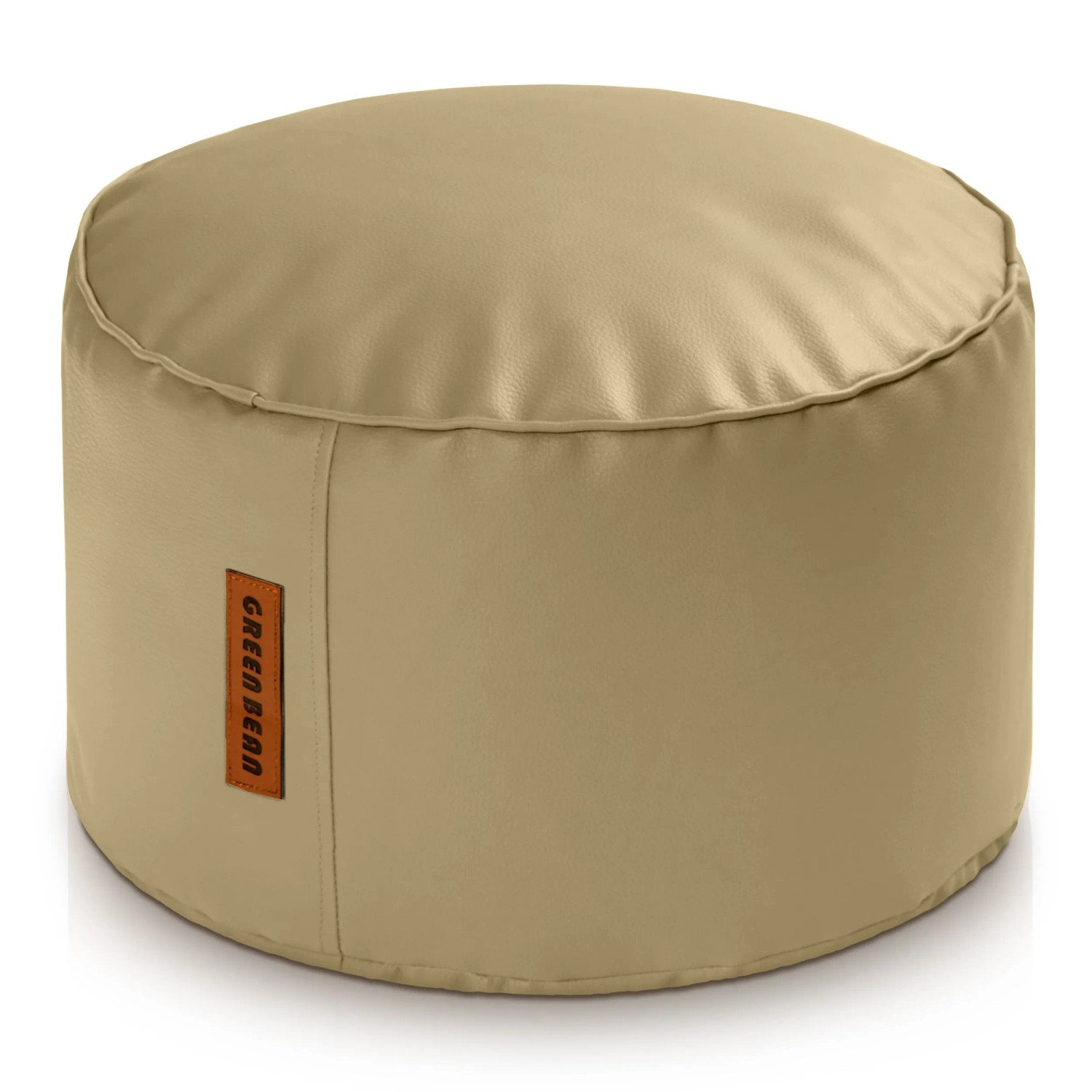 Green Bean Sitzpouf Stay 45 x 25 cm Leder mit EPS-Perlen-Füllung Fußhocker Helles Kamel