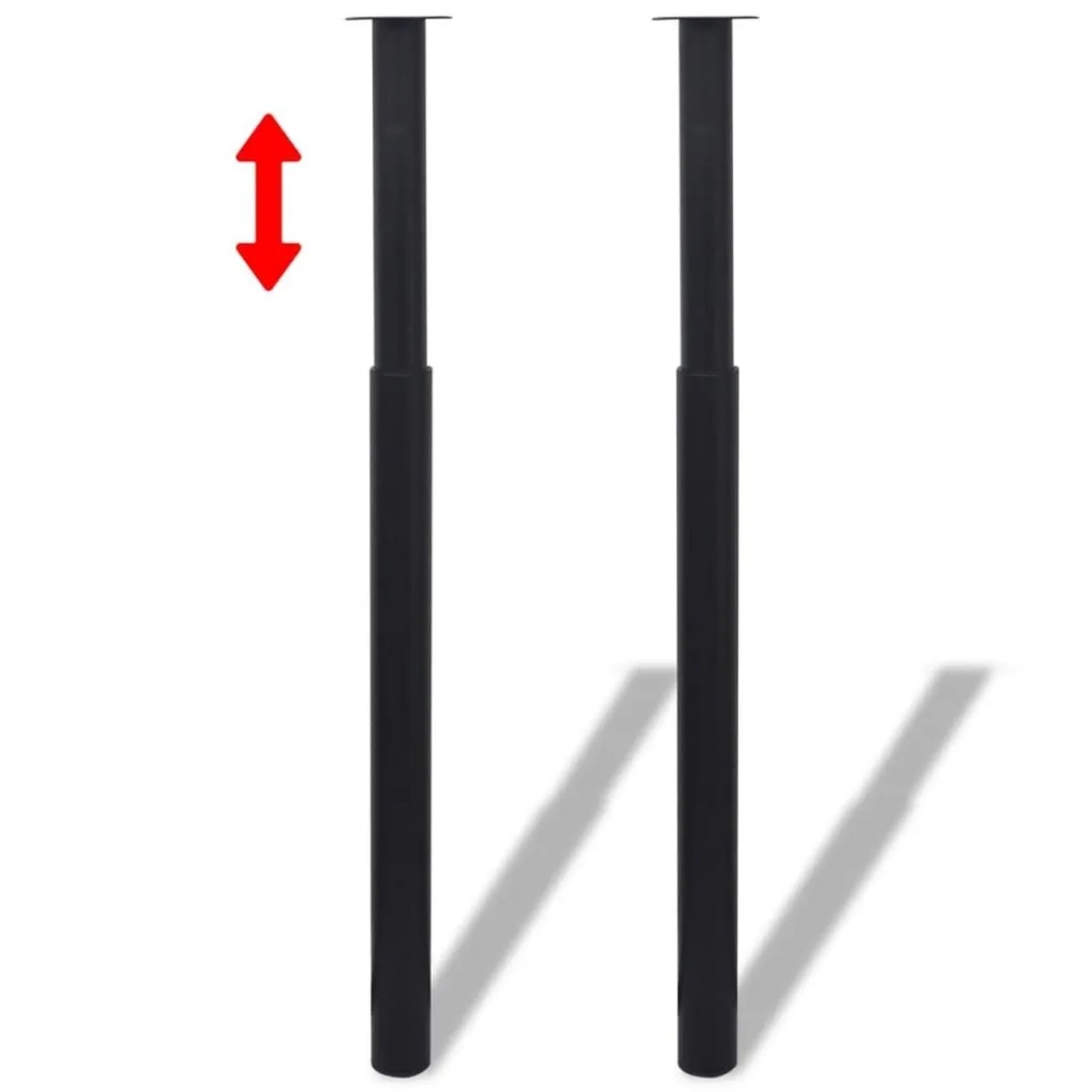 Schwarze, teleskopische vidaXL Tischbeine (4 Stk.) zur Höhenverstellung von 710-1100 mm.