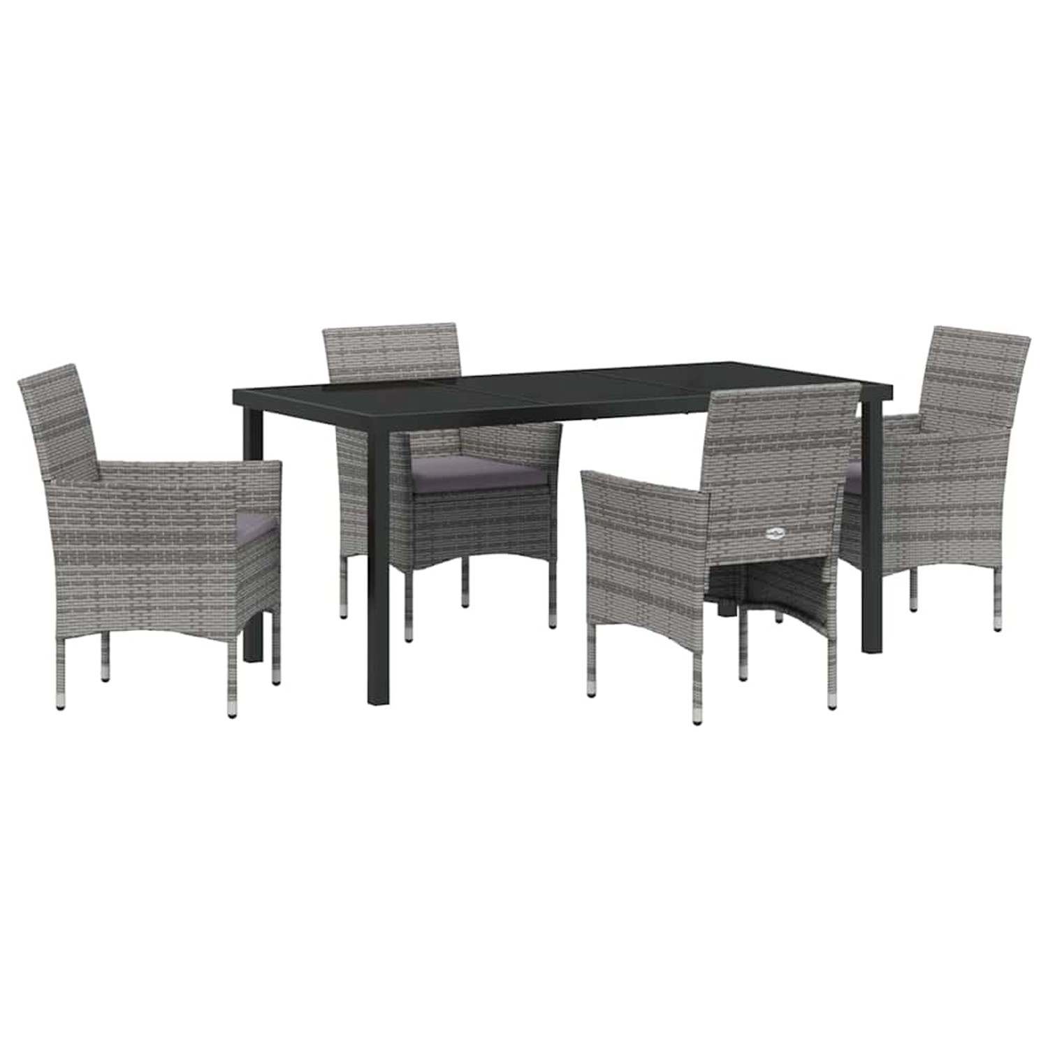 vidaXL 5-Teiliges Garten-Esszimmer Set aus Grauem Poly Rattan 3379733