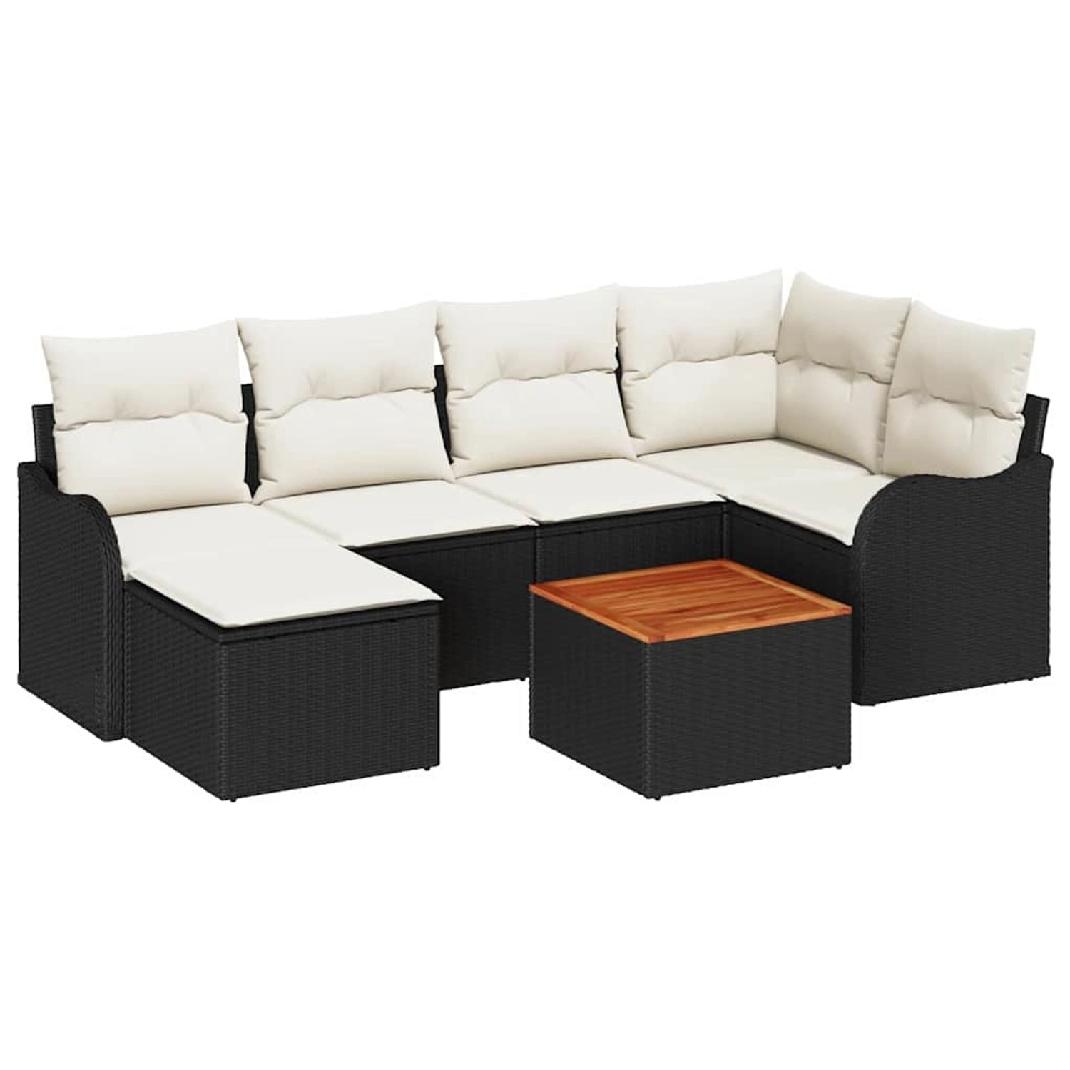 vidaXL Garten-Sofa-Set 7-Tlg Schwarz Poly Rattan 3347474 günstig online kaufen