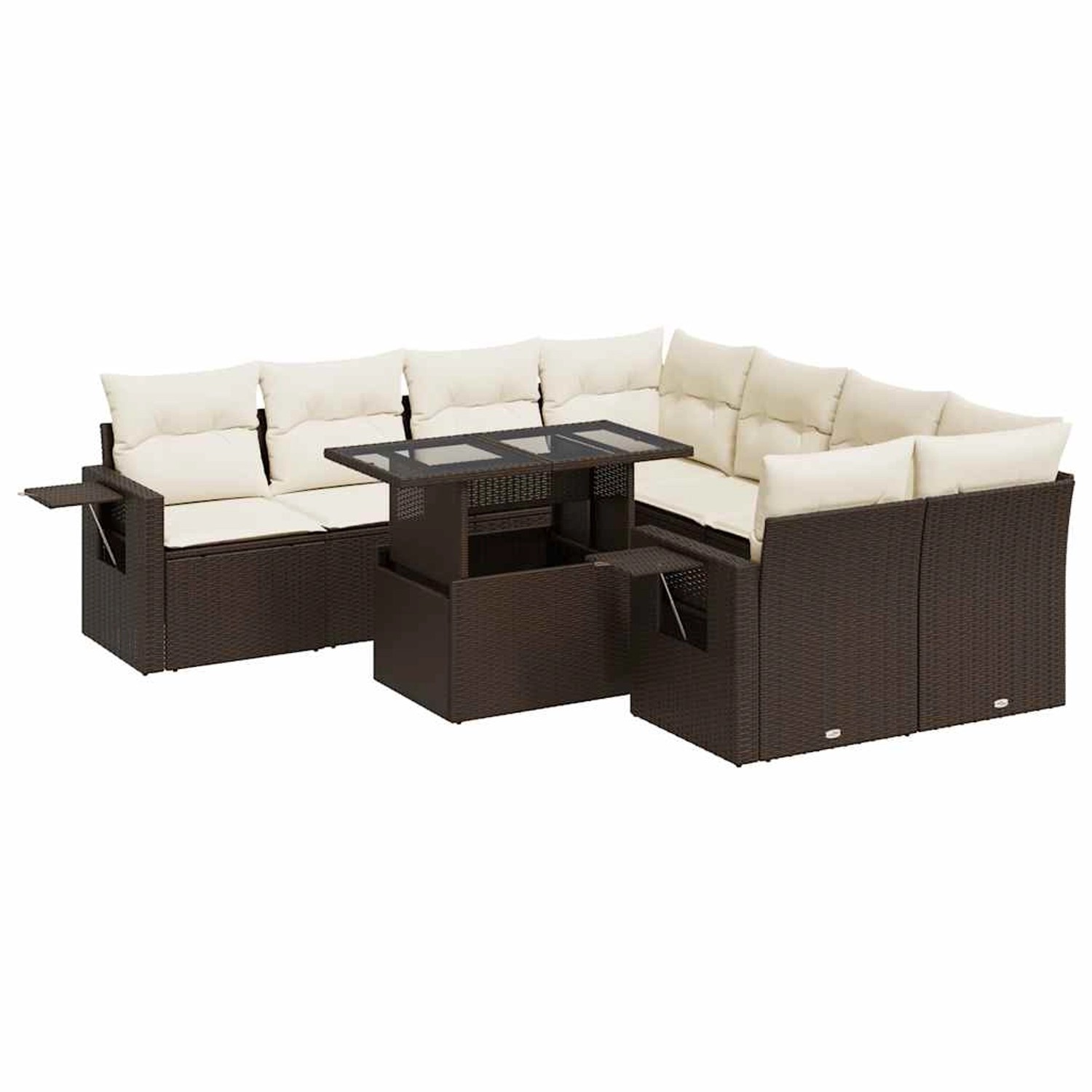 vidaXL 9-Tlg Garten-Sofagarnitur mit Kissen Braun Poly Rattan 3326454 günstig online kaufen
