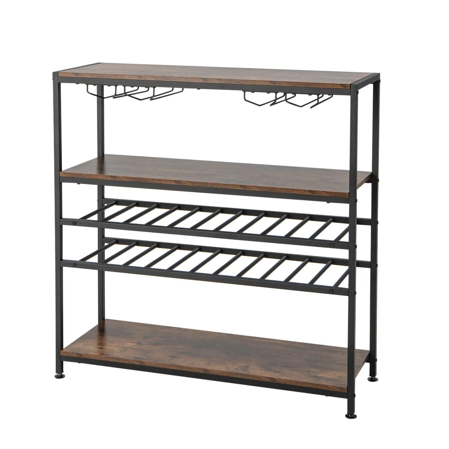 Costway 5-Stufiger Weinregal Rustikales Braun Glashalter günstig online kaufen