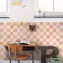 ESTAhome Tapete mit Karomuster in Beige, Orange und Rosa im Kinderzimmer.