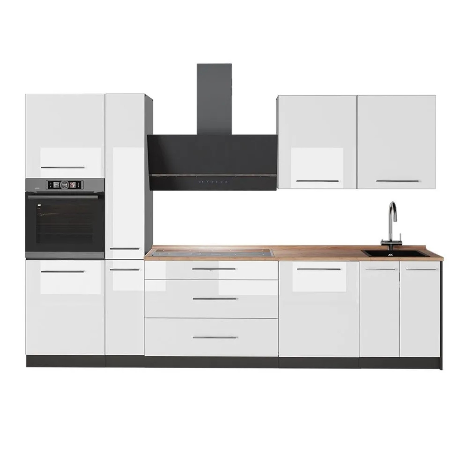Vicco Küchenzeile Fame-Line Weiß Hochglanz/Anthrazit 310 x 207 AP Eiche Art Nr 64277