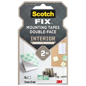 Scotch-Fix Innenmontagequadrate-Set Doppelseitig 25 mm x 25 mm Weiß 16 Stück