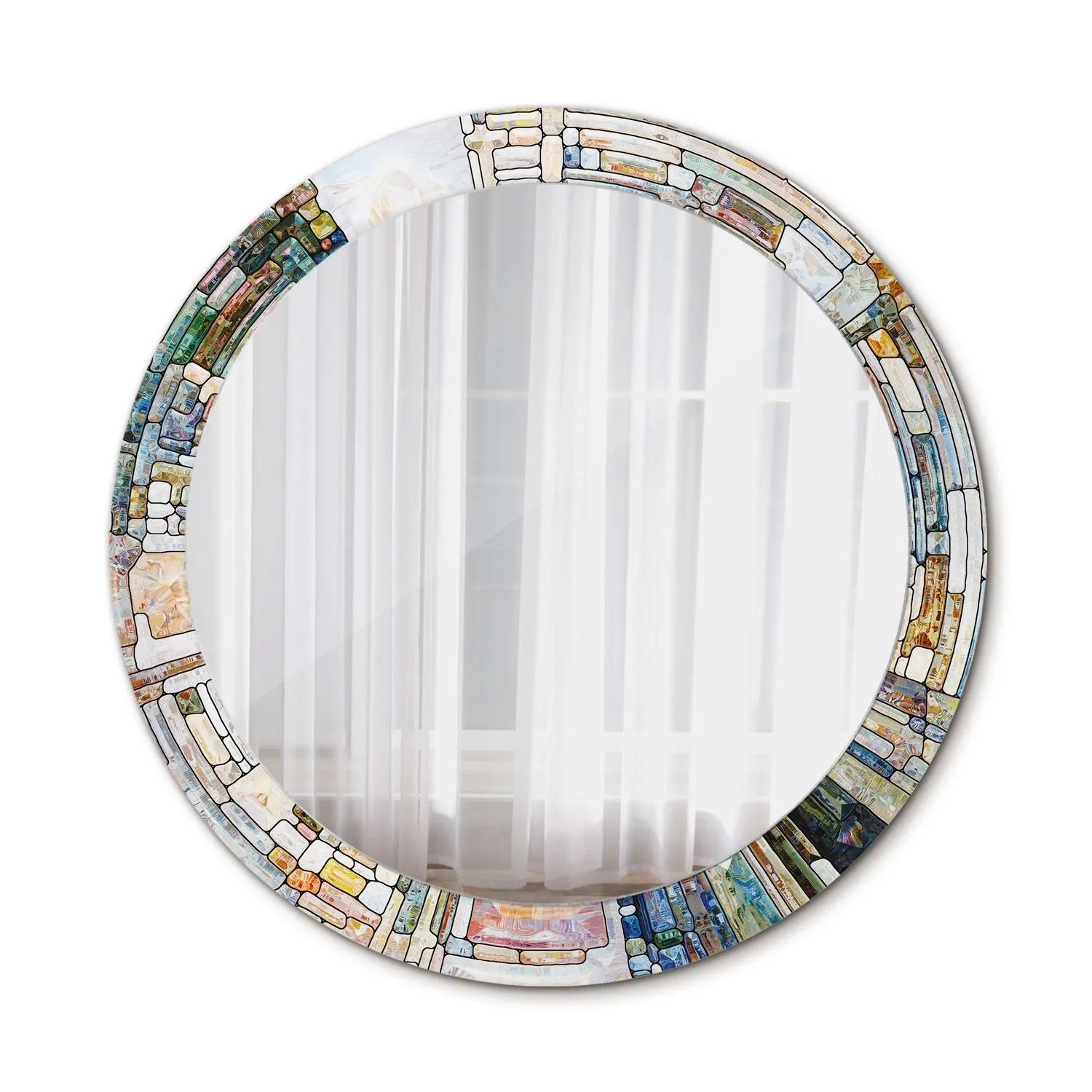 Tulup Bedruckte Spiegel Buntglas 80x80 cm Runder Spiegel mit Dekoration Dek günstig online kaufen