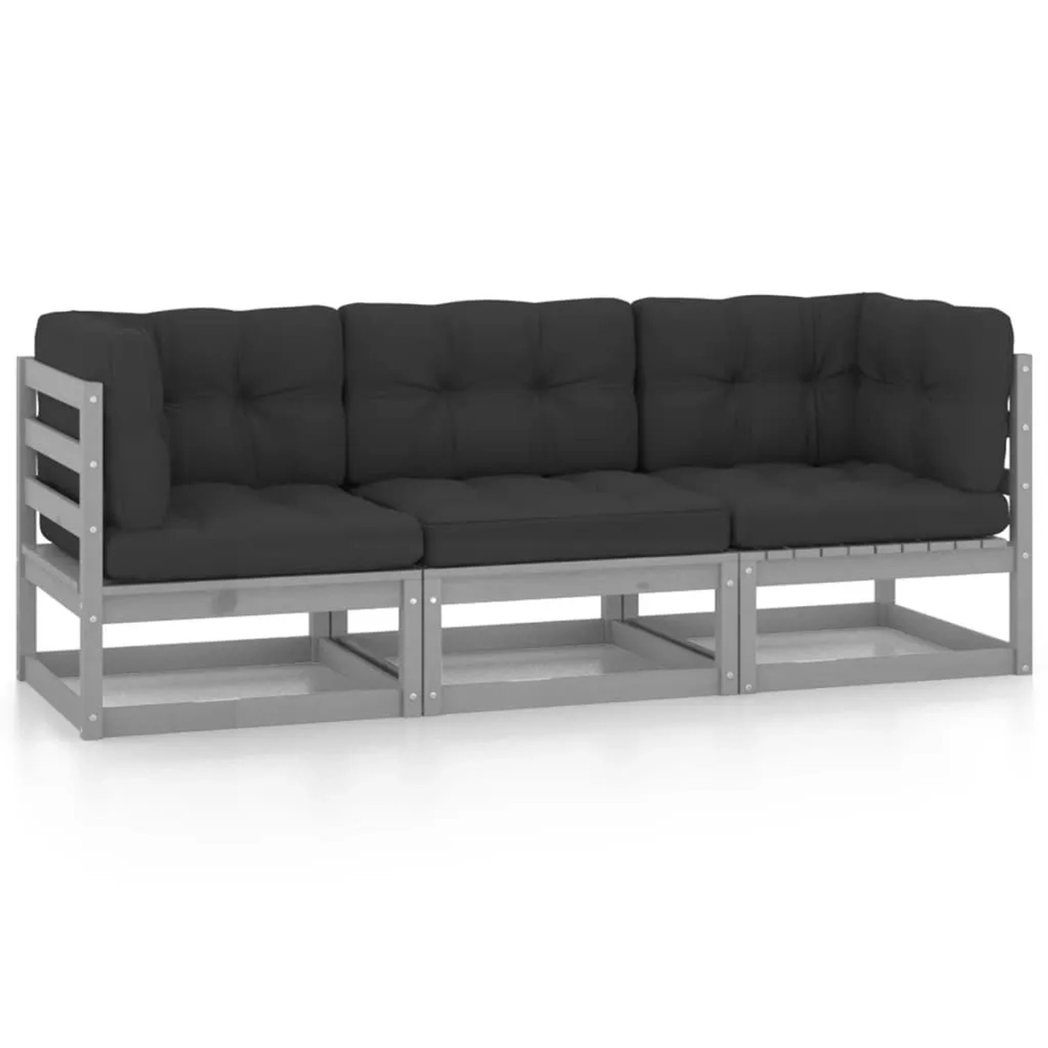 vidaXL 3-Sitzer-Gartensofa mit Kissen Kiefer Massivholz 3076371