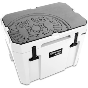 Petromax Haftauflage Grau Drachenemblem für Passiv Kühlbox 25l. Antirutschmatte mit Drachen-Motiv.