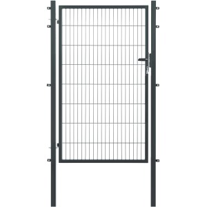 Floraworld Einzeltor, anthrazit, 160x120 cm, für Doppelstabmattenzaun. Gartentor mit Schloss und Drückergarnitur.