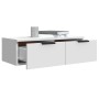 Weißer vidaXL Wandschrank aus Holzwerkstoff mit zwei Schubladen, eine offen, für Wohnzimmer.