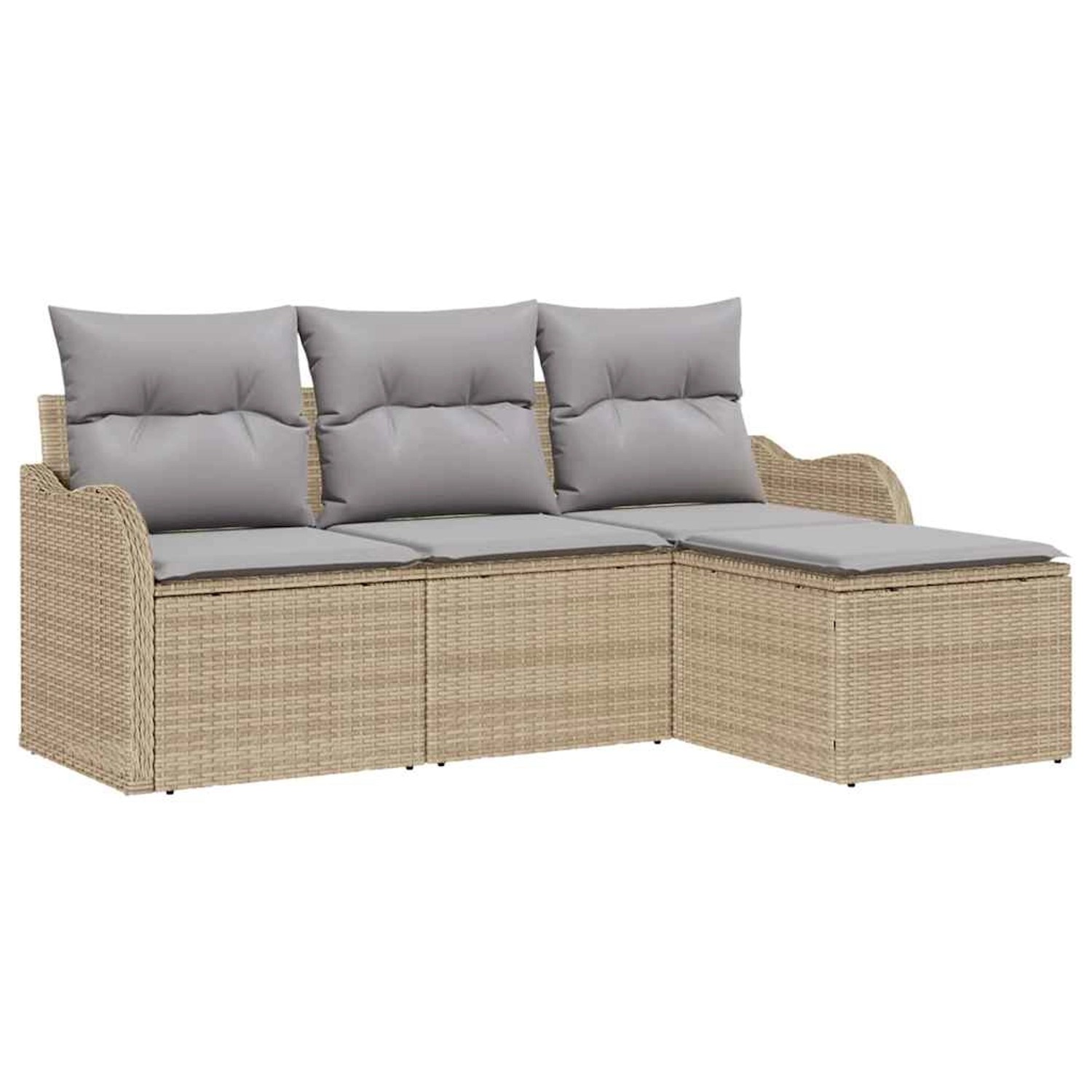 vidaXL Garten-Sofa-Set mit Kissen mit Speicher 4-Tlg Beige Poly Rattan 3354 günstig online kaufen