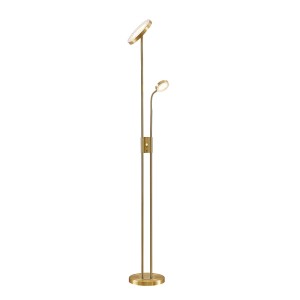 Lindby LED Stehlampe Seppa 9945422 Dimmbar Modern in Gold Messing aus Metall 2-flammig Wohnzimmerleuchte