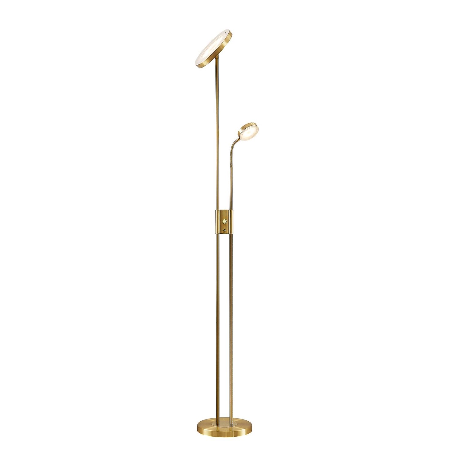 Lindby LED Stehlampe Seppa 9945422 Dimmbar Modern in Gold Messing aus Metall 2-flammig Wohnzimmerleuchte
